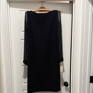 Oscar de la Renta Black Dress with Sheer Sleeves